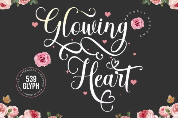 Glowing Heart Font: A Graceful Typeface for Editorial Design