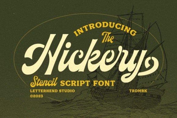 Hickery: A Stencil Script Font with Vintage Flair for Branding