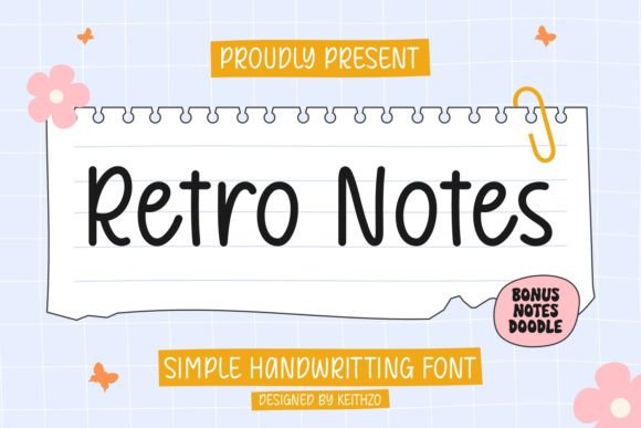 Retro Notes Font: A Handwritten Typeface for Crafting and Selling